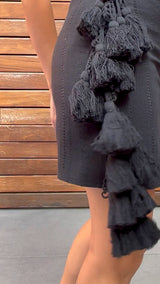 Lolita Black Short Skirt With Side Tassels
