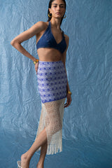 blue cotton macrame skirt