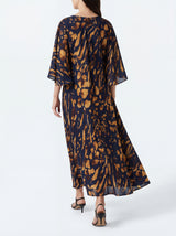 Penelope Navy Gold Abstract Print Kaftan