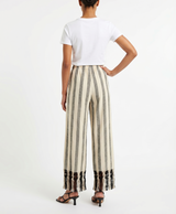 Tallulah Ecru Black Stripe Macrame Pant