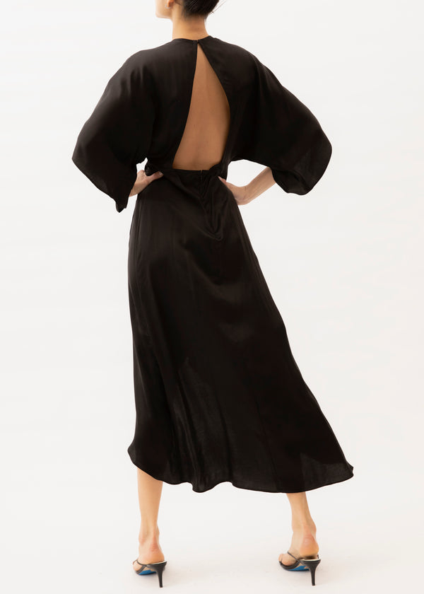 black backless high-low dress