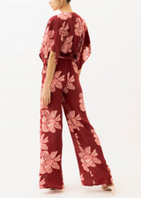 pink floral jumpsuit with tie belt