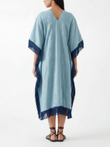 Kimberly denim blue kaftan with fringes