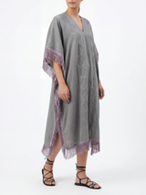Kimberly silver grey kaftan with fringes