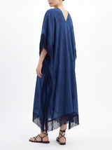 Kimberly navy blue kaftan with fringes
