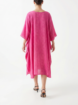 Nikki Boatneck Short Pink Floral Kaftan