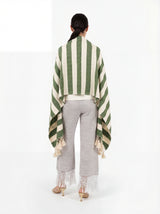 Lulu Ecru and Green Vertical Stripe Shawl