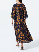 Penelope Maxi Caftan Navy and Gold Print