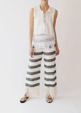 White macrame trim shirt