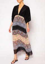 silk plunging  neck maxi dress