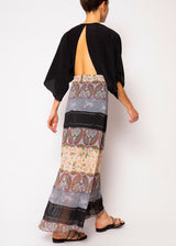 silk open back maxi dress