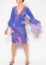 Blue print A-line dress