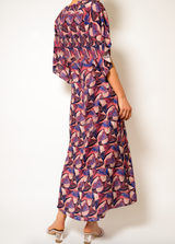 Pink geo wrap maxi dress