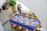 blue handwoven tablecloth