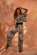 black and white floral jumpsuit