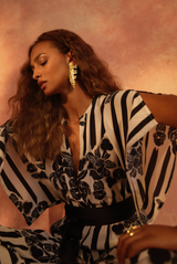 black and white floral jumpsuit