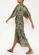 Surplice front leopard print maxi dress
