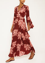 floral pink maxi wrap dress