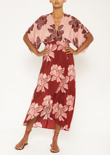 two tone pink floral maxi dress