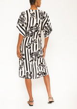 midi black and white print dress