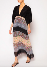 V neck pattern maxi dress