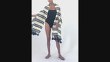 Black/ecru cotton striped shawl