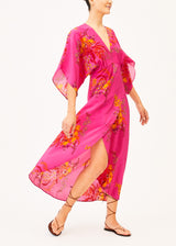pink silk floral maxi