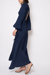 Ursula Navy Open Back Maxi Dress