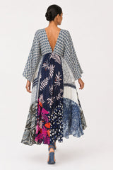 Sabrina Blue Maxi Patchwork Dress
