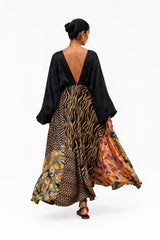 Sabrina Black Maxi Patchwork Dress