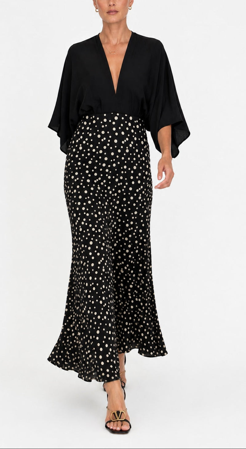 Tanya Black Maxi Polka Dot Dress XS