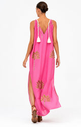 Valerie Maxi Pink Palm Tree Print Dress