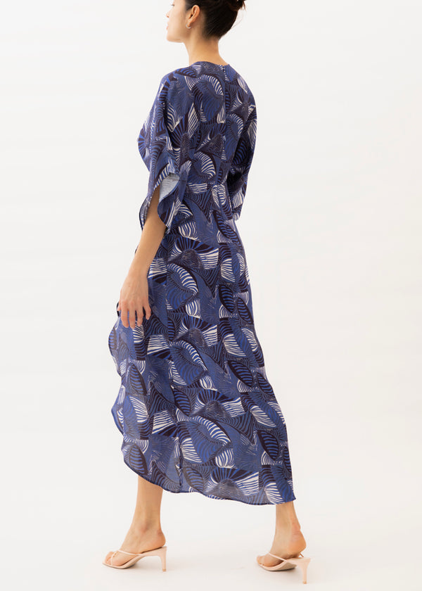 blue geo print maxi dress