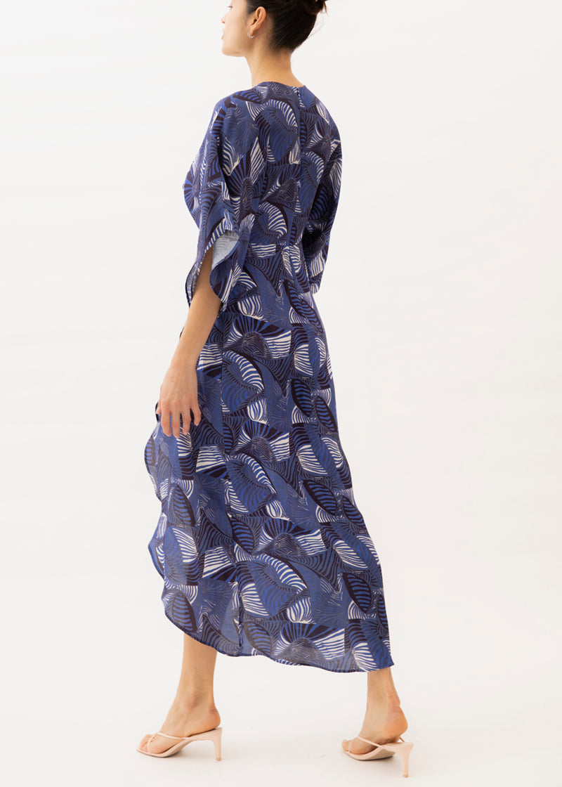 blue geo print maxi dress