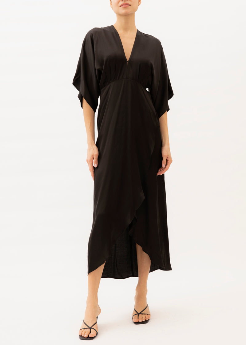 Black silk maxi dress