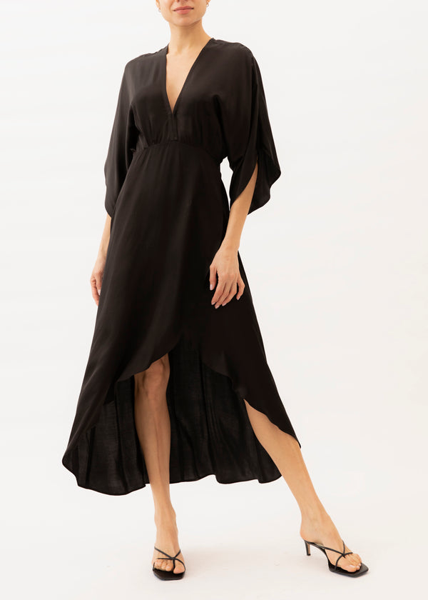 black backless high-low dress