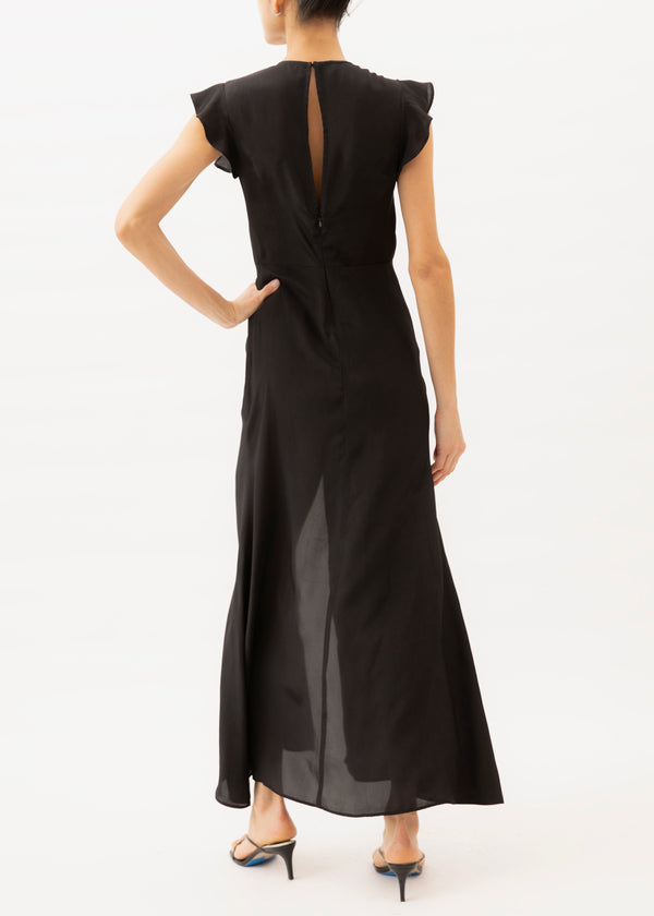 Black maxi dress with front slit