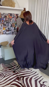 Olivia Maxi Black Kaftan with Cape Back