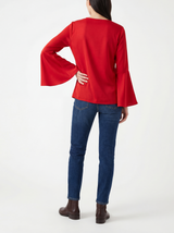 Rachel Flutter Sleeve red Blouse