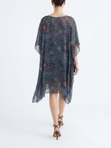 Nikki Boatneck Short Kaftan Dark Green Floral Print
