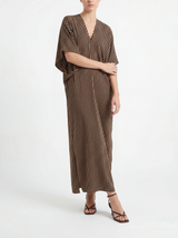 Beatriz navy and beige striped maxi dress