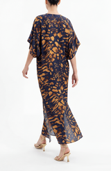 Beatriz navy and gold print kaftan