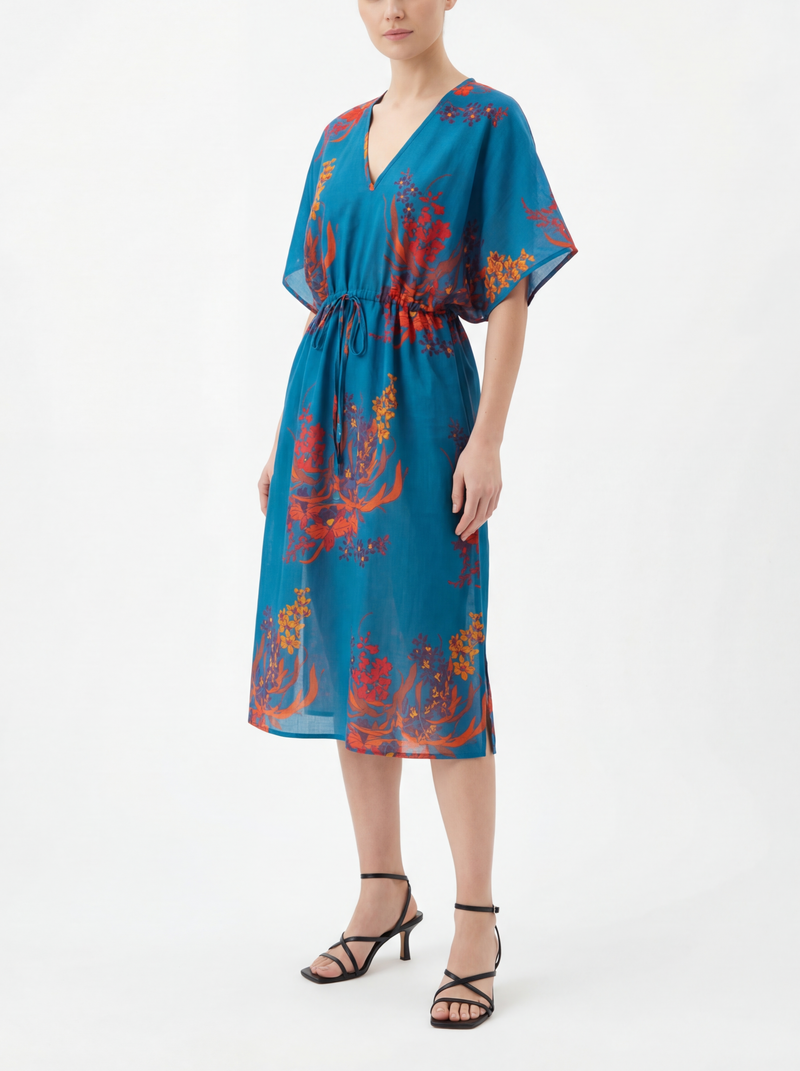 blue midi a line dress Blue Slip A-Line Midi Dress main image 1