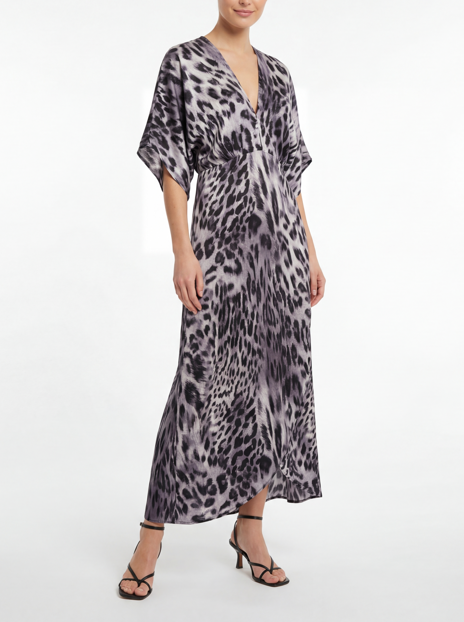 blue dress for baby girl Katherine Black and silver leopard print maxi dress