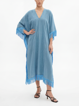 Kimberly light blue kaftan with fringes