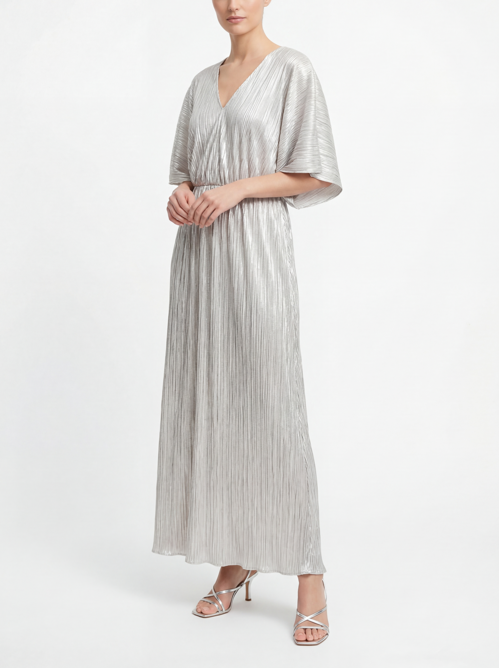 Norma Silver plisse long dress Medium