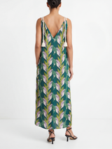 Valerie sleeveless long dress tropical leaf print