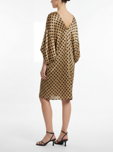 Alison short kimono sleeve silk polka dot gold dress