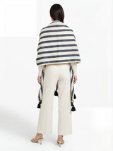Lulu Ecru and Black Vertical Stripe Shawl