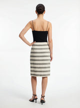 Ingrid Black Ecru Stripe Wrap Short Skirt